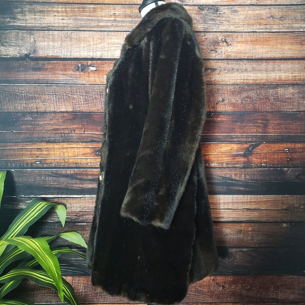 Beautiful Vintage 60s Grandella US Made Faux Fur Coat Brown Lined Rare - Picture 5 of 9